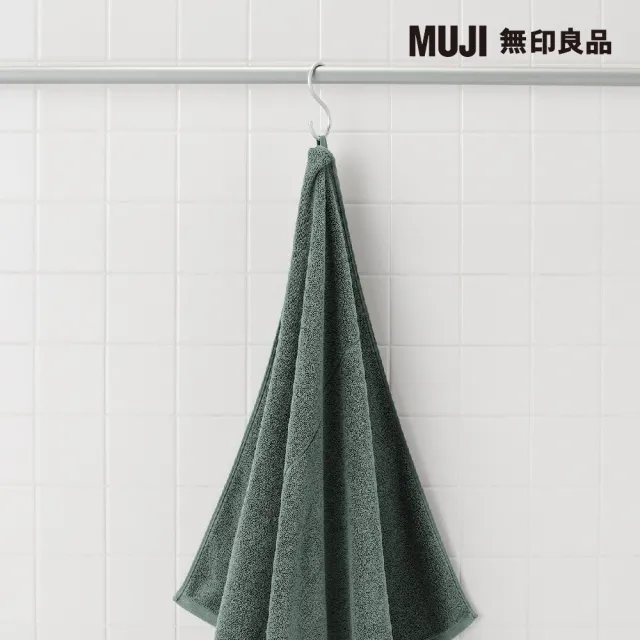 【MUJI 無印良品】棉圈絨雙線織浴巾/可吊掛/綠色(70*140cm)