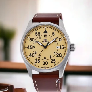【ORIENT 東方錶】飛行風格 機械錶 手錶 棕色 皮革錶帶(RA-AC0H04Y)