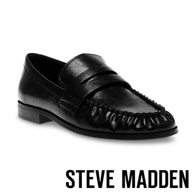 【steve madden】GALA 抓皺低跟樂福鞋(黑色)