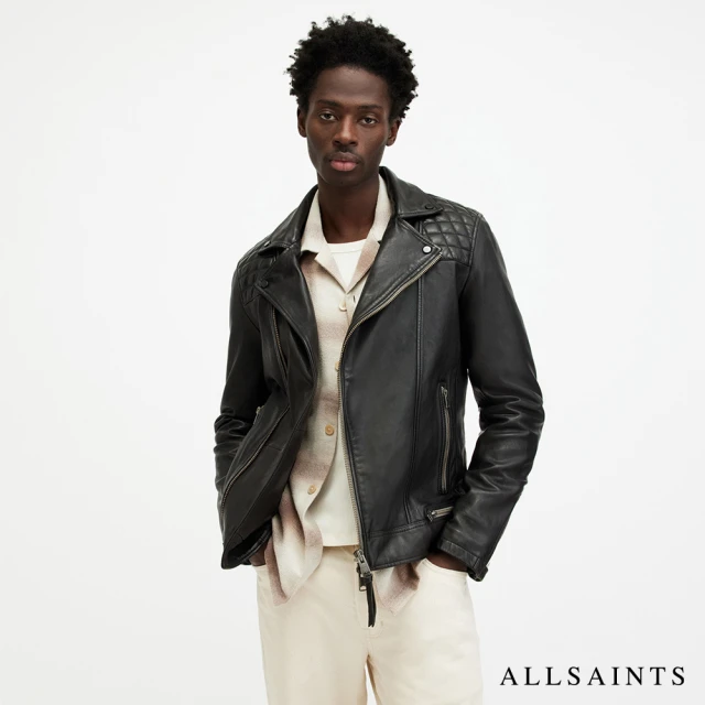 【ALLSAINTS】CONROY 經典純羊皮菱格車線騎士皮衣-墨藍 ML058F