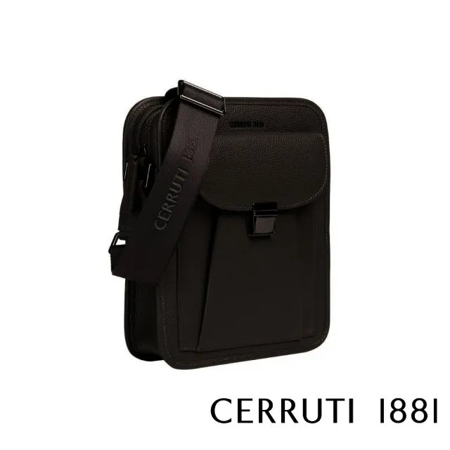 【Cerruti 1881】限量2折 義大利頂級小牛皮肩背包 全新專櫃展示品(黑色 CEBO06176M)