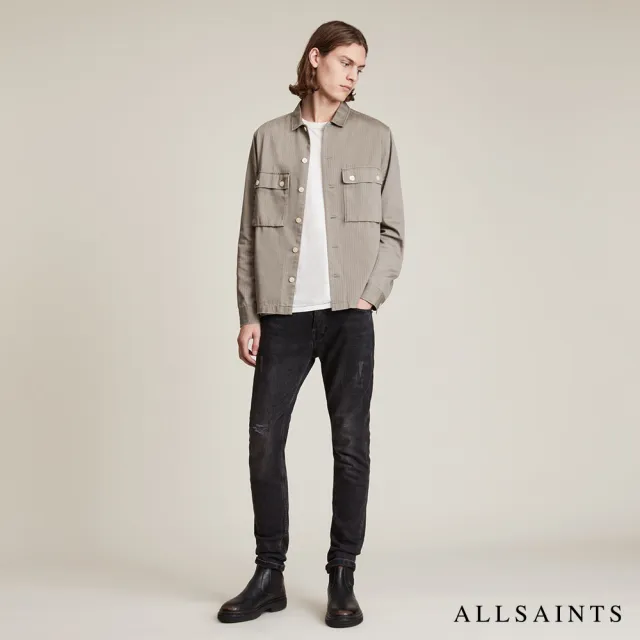 【ALLSAINTS】REX 柔軟舒適俐落中腰窄管修身棉質牛仔褲-水洗黑 ME040T(修身版型)