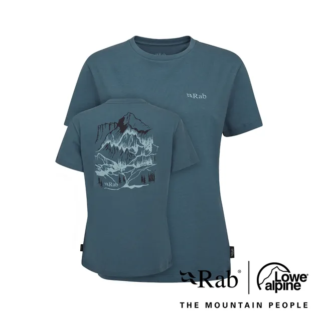 【RAB】Tuku Ridge Tee 短袖山脈圖騰舒適棉T恤 女款 獵戶藍 #QCC06