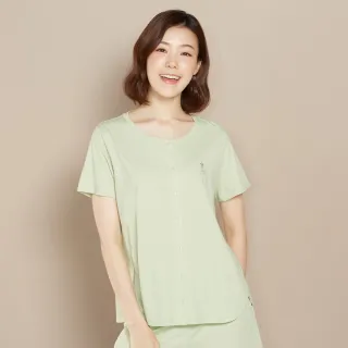 【YVONNE 以旺傢飾】乳木果巴黎鐵塔開襟短袖上衣(若草綠)