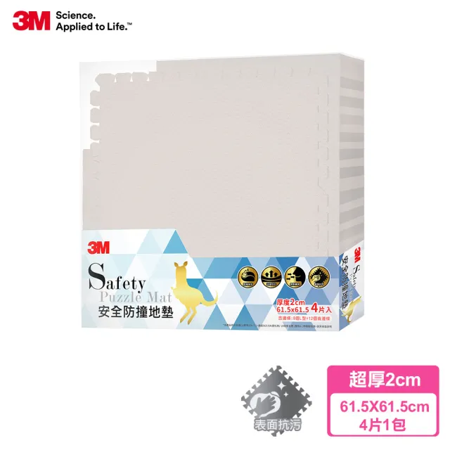 【3M】兒童安全防撞地墊61.5cm-4片x2包箱購組(4色選)