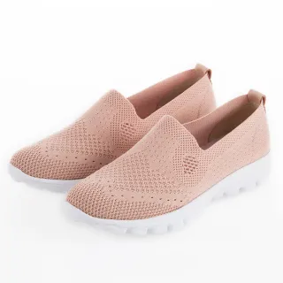 【GMS】MIT極輕量Q彈-針織記憶鞋墊休閒鞋(粉色)