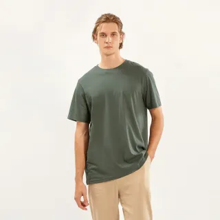 【Hang Ten】男裝-基本款BCI純棉圓領腳丫短袖T恤(橄欖綠)