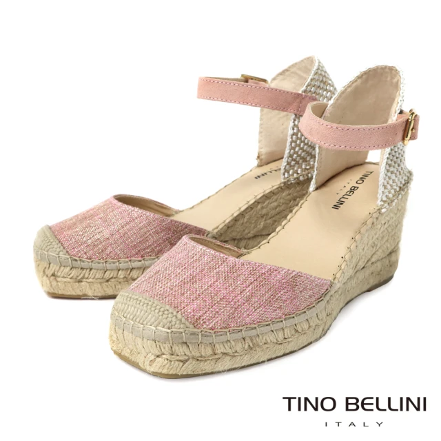 TINO BELLINI 貝里尼TINO BELLINI 貝里尼 西班牙進口布面草編楔形涼鞋FSOT018(粉紅)