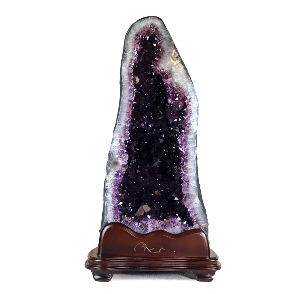 開運方程式】特級紫鈦晶共生紫水晶洞JU404(23.6特殊滿鈦晶共生紫晶洞