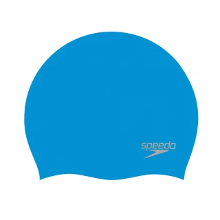 【SPEEDO】成人矽膠泳帽 Plain Moulded(海洋藍)