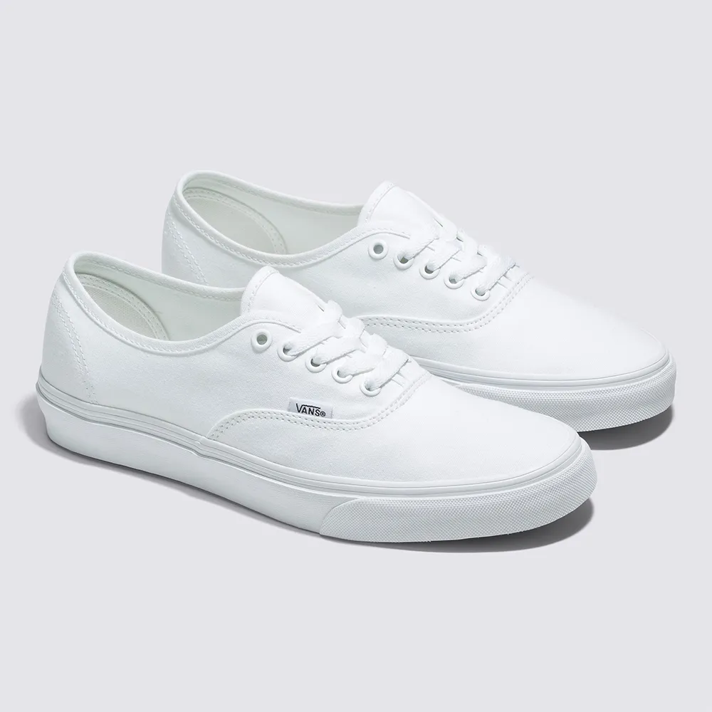 【VANS 官方旗艦】Authentic 男女款全白色滑板鞋/休閒鞋/帆布