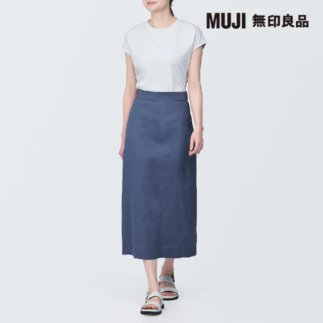 【MUJI 無印良品】女大麻混彈性直筒裙(共4色)