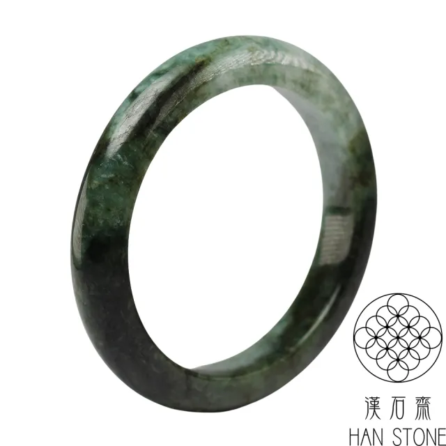 【漢石齋】天然翡翠A貨 手鐲玉鐲 飄花種 福 利 品(手圍16.8/版寬10mm)