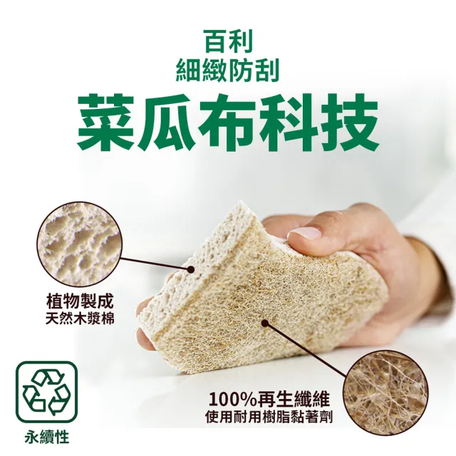 【3M】百利天然木漿棉菜瓜布-再生纖維系列-10片入(爐具用/細緻餐具用 2選1)