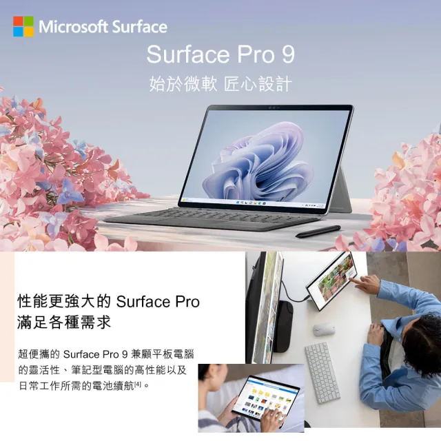 【Microsoft 微軟】A福利品 Surface Pro9 13吋i7輕薄觸控筆電-白金(i7-1255U/16G/512G/W11)
