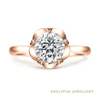 【King Star】50分 Dcolor 18K玫瑰金 鑽石戒指 花朵造型(3 Excellent極優 八心八箭)