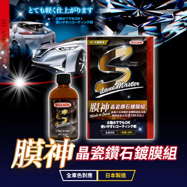 【WILLSON】01308 膜神晶瓷鑽石鍍膜組 95ml(附鍍膜海綿及超細纖維拋光布)