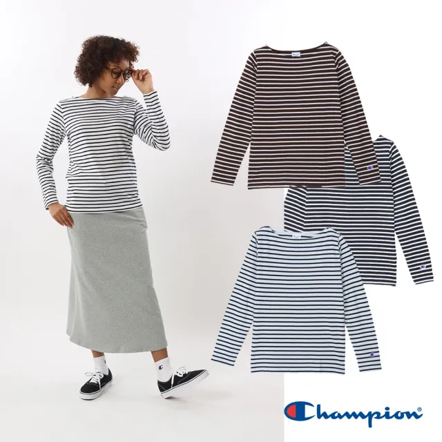 【Champion】官方直營-條紋長袖上衣-女(4色)