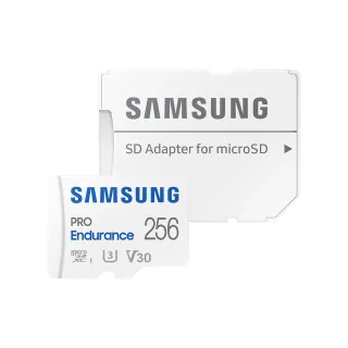 【SAMSUNG 三星】PRO Endurance microSDXC U3 V30 256GB 高耐用記憶卡 公司貨(寶寶/寵物/監控/行車紀錄器)