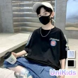 【UniKids】中大童裝運動標籤印花短袖T恤 男大童裝 CVTXA1118(黑 白)
