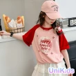 【UniKids】中大童裝撞色拼接短袖T恤 女大童裝 CV2719(T恤)