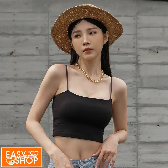 【EASY SHOP】Banana Pie-BRA TOP平口短版爆乳涼感背心(蘇拉熱黑)