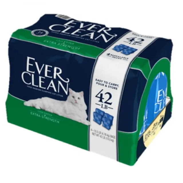 【EverClean 藍鑽】藍標  低過敏結塊貓砂 42LB/19kg 袋裝(貓砂、低過敏)