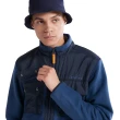 【Timberland】男款深藍寶石-深色牛仔布抓絨環保材質拼接口袋外套(A69M9Z02)