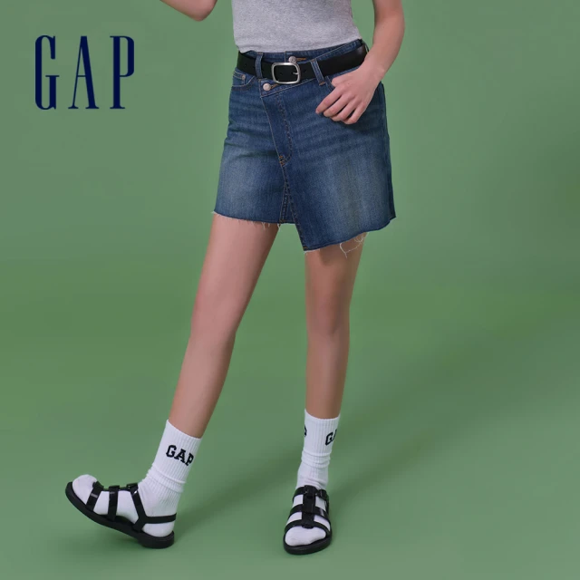 【GAP】女裝 牛仔短裙-深藍色(876145)