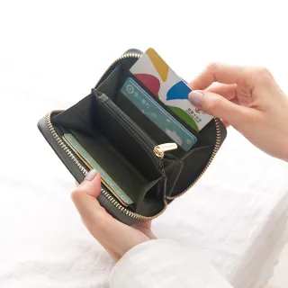 【CHENSON福利品】真皮 6卡行照零錢夾零錢包 海松綠(W20205-G)