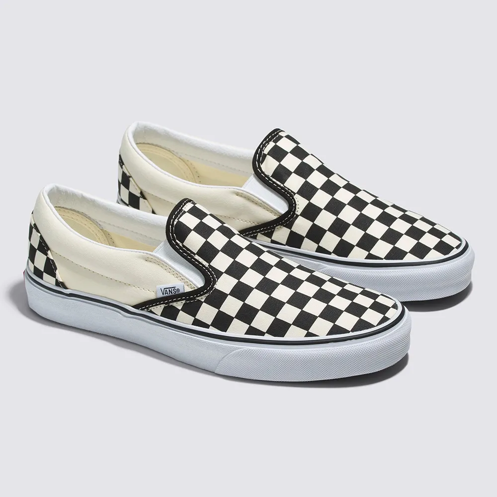 【VANS 官方旗艦】Classic Slip-On 男女款黑白棋盤格滑板鞋/休閒鞋/帆布