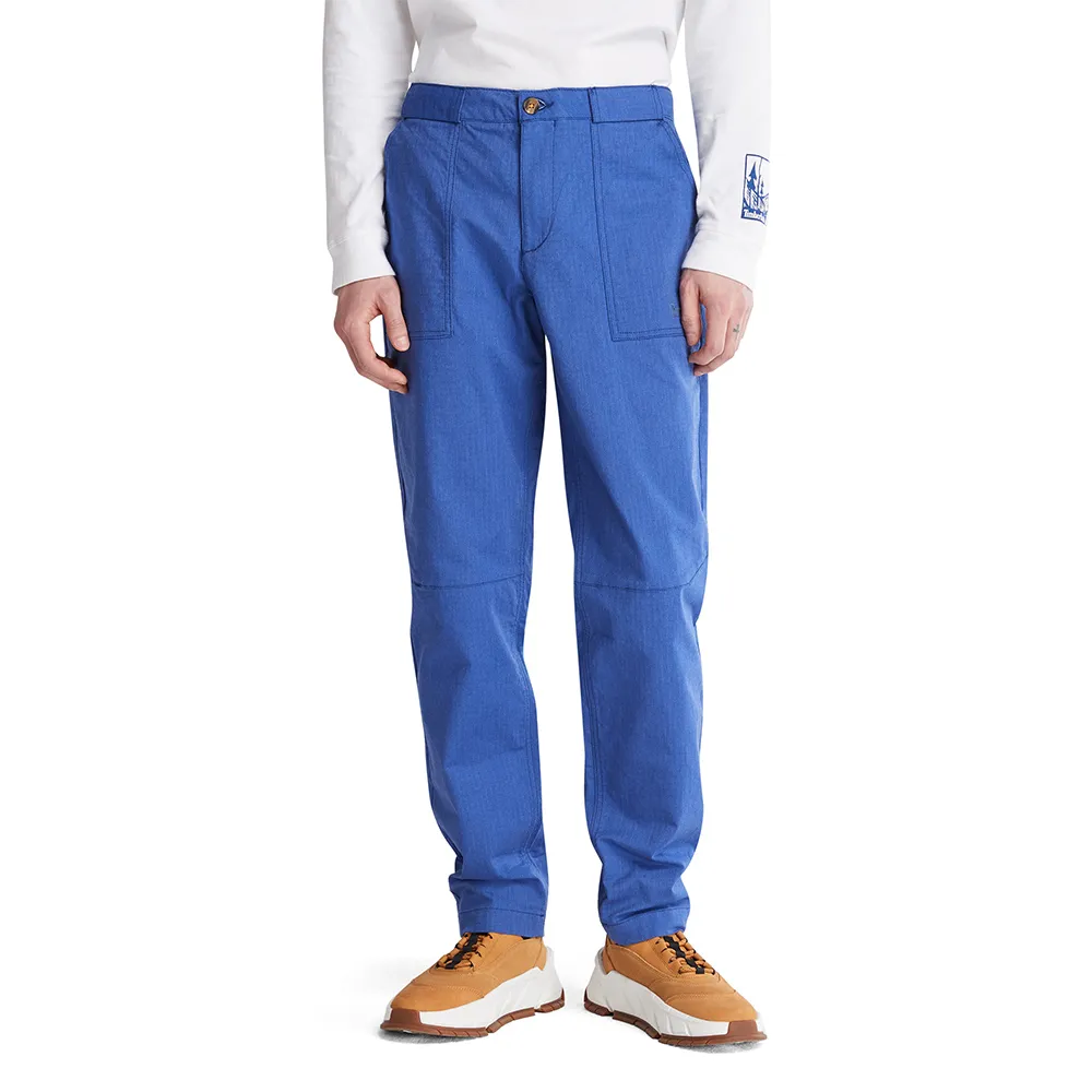 【Timberland】男款領頭羊藍有機棉Cordura EcoMade休閒長褲(A5XC9CY5)