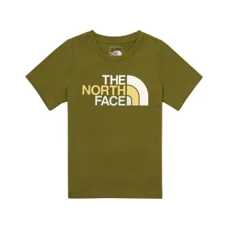【The North Face 官方旗艦】北面兒童綠色純棉多彩品牌LOGO短袖T恤｜88MEPIB(上衣/LOGO)