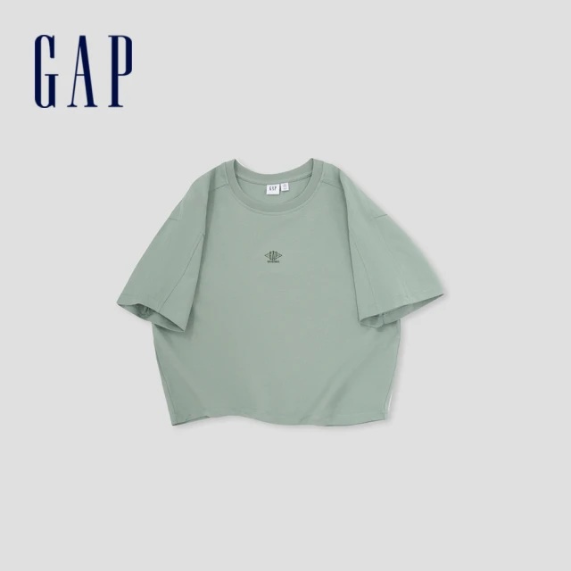 GAP 女裝 Logo純棉印花圓領短袖T恤-豆沙綠(874474)