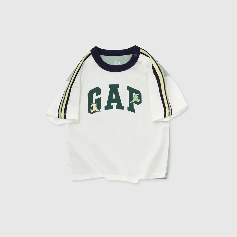 【GAP】男幼童裝 Logo純棉印花圓領短袖T恤-白色(890232)