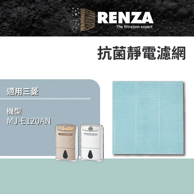 【RENZA】適用Mitsubishi 三菱 MJ-E120AN MJ-E120AT MJ-P180PX P180NX P180SX 除濕機(抗菌靜電濾網 濾芯)