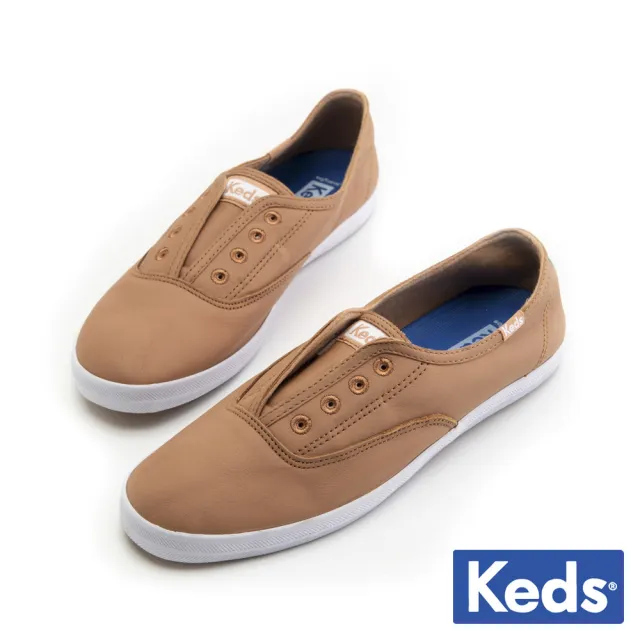 【Keds】CHILLAX 中性車縫皮革休閒鞋-棕(9223W133441)