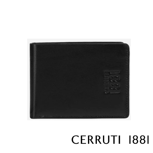 【Cerruti 1881】義大利頂級小牛皮5卡短夾皮夾 CEPU05922M(黑色 贈禮盒提袋)