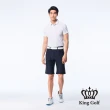 【KING GOLF】實體同步款-男款LOGO印花側袋彈性短褲/高爾夫球褲(藍色)