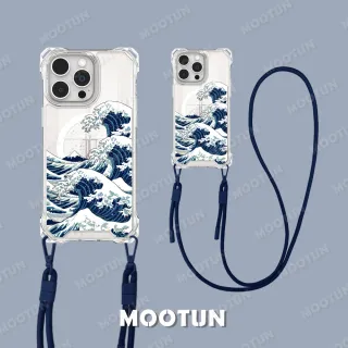 【MOOTUN沐盾】iPhone15 14 13 Pro Max 磁吸掛繩手機殼MagSafe 浮世繪海浪(附手機掛繩)