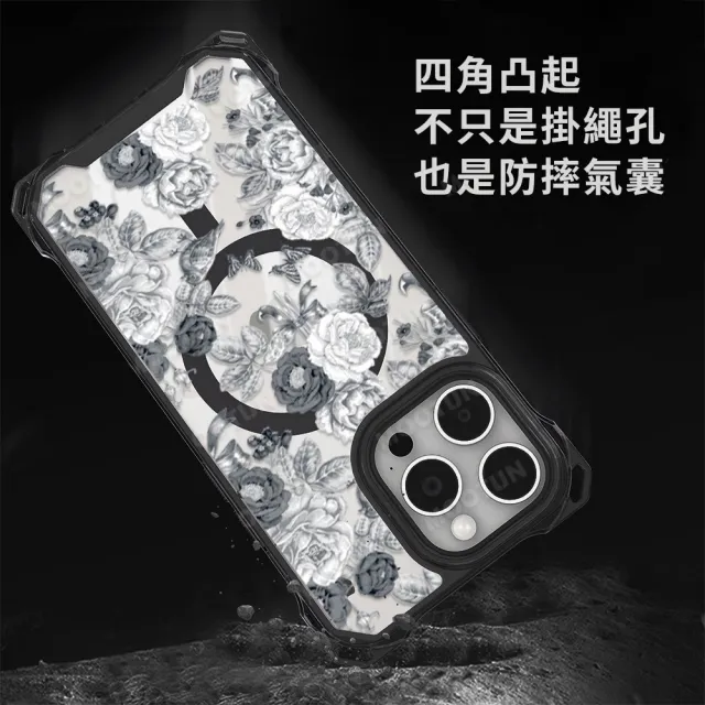 【MOOTUN沐盾】iPhone15 14 13 Pro Max 磁吸掛繩手機殼MagSafe 浮世繪海浪(附手機掛繩)