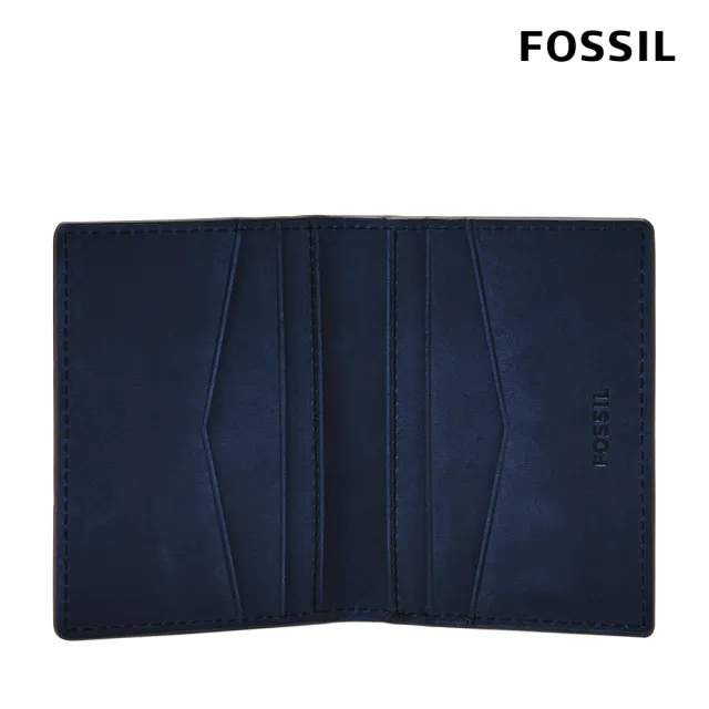 【FOSSIL 官方旗艦館】Everett 真皮卡片包-經典藍 ML4399545(禮盒組附鐵盒)