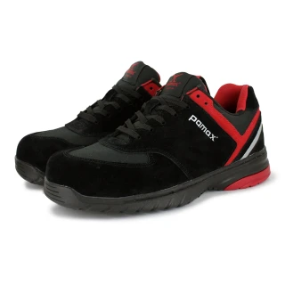 【PAMAX 帕瑪斯】氣墊防滑安全鞋、頂級超彈力抗菌鞋墊(PS36907FEH 黑紅)