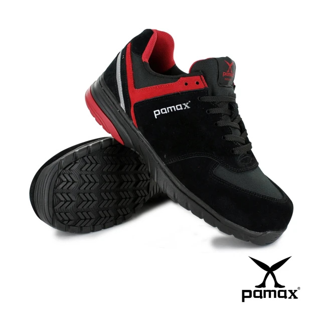 【PAMAX 帕瑪斯】氣墊防滑安全鞋、頂級超彈力抗菌鞋墊(PS36907FEH 黑紅)