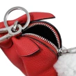 【LOEWE 羅威】經典品牌兔子造型牛皮雙扣環吊飾鑰匙圈零錢包(紅)