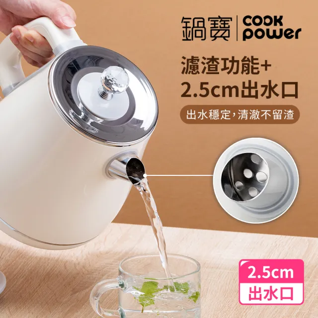 【CookPower 鍋寶】316不鏽鋼雙層防燙快煮壺1.8L-藍(KT-92182B)