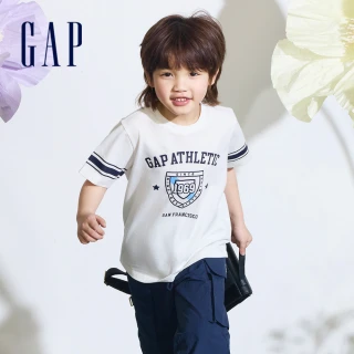 【GAP】男童裝 Logo純棉印花圓領短袖T恤-白色(890534)