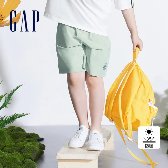 GAPGAP 男童裝 Logo防曬印花鬆緊短褲-淺綠色(890514)