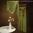 【MsMore】V領針織長袖開衫+鬆緊腰半長裙休閒2件式套裝#121370(杏/綠)