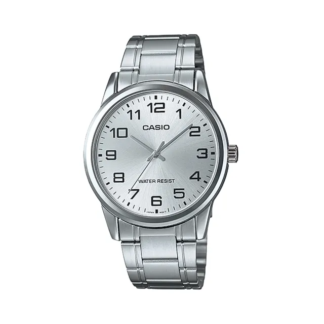 【CASIO 卡西歐】MTP-V001D 商務都市 簡約經典 大數字 不鏽鋼 石英腕錶 對錶 手錶 40mm(日本機芯 防水30米)